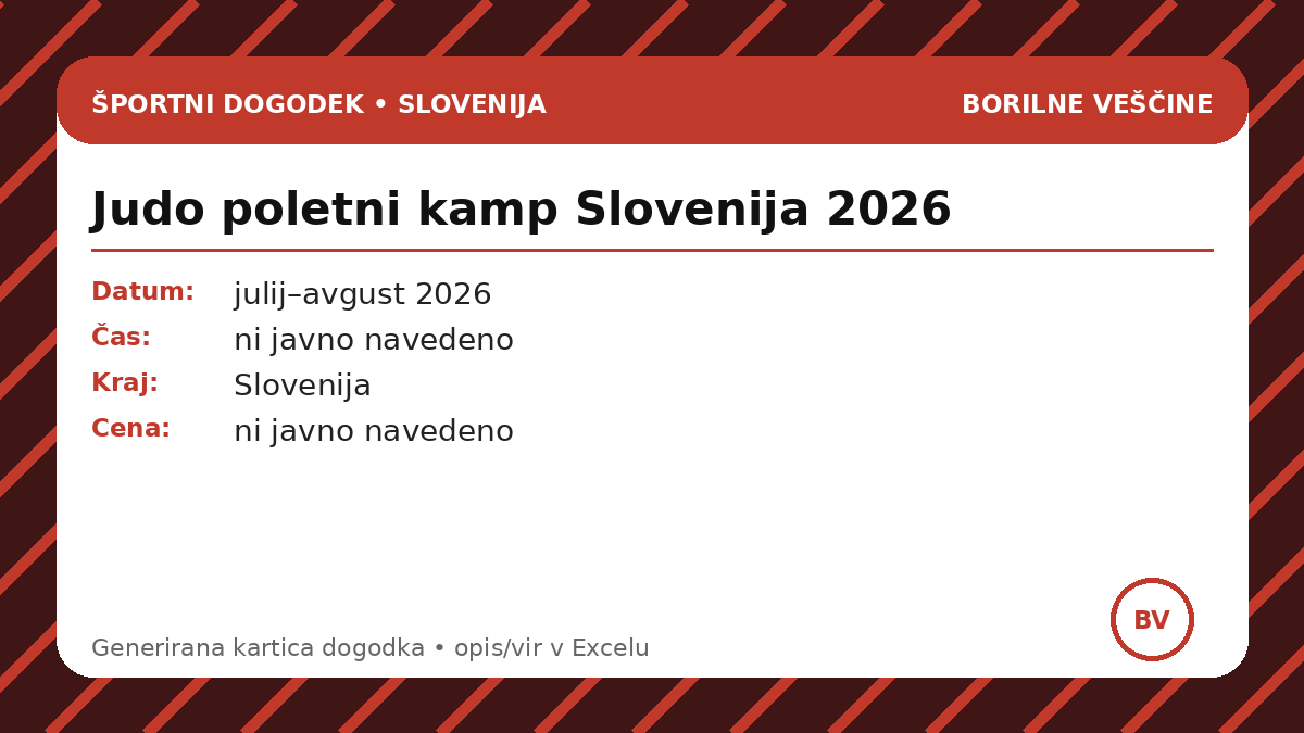 Летний лагерь дзюдо Словения 2026
